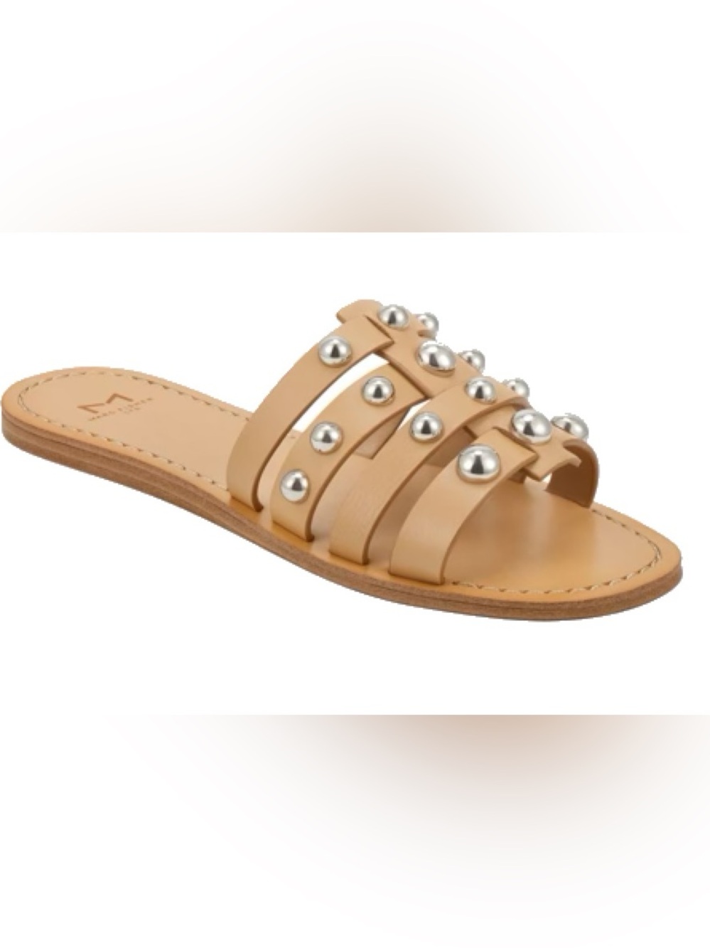Marc Fisher Pac slides in natural leather